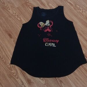 Drapey Tank Top Disney Women's S  Birthday Girl Black Red